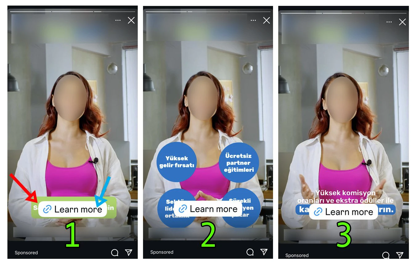 Visual comparison of a Meta video ad with safe zone design errors versus a correctly optimized frame, showing UI overlay interference and blocked Call-to-Action (CTA) elements.